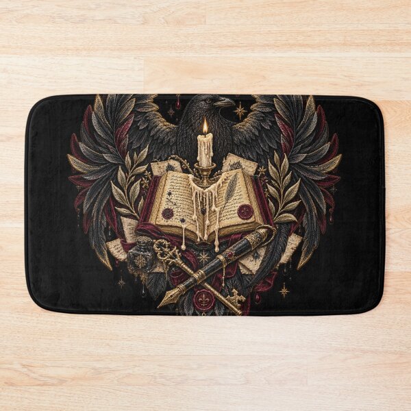 Item preview, Dark Academia Raven Embroidered Crest – Gothic Book, Candle & Skeleton Key designed and sold by Emoji Emblems.