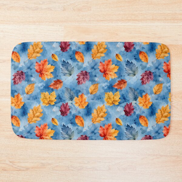 Item preview, Autumn Leaves on Blue Watercolor Background designed and sold by blankTeeShirt.