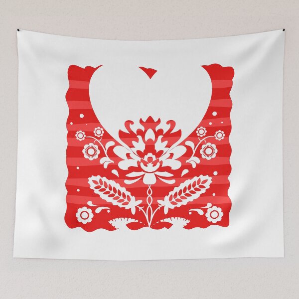 Item preview, Polish Folk Art Red White Paper Cutout Heart Floral Pattern designed and sold by chaaval.