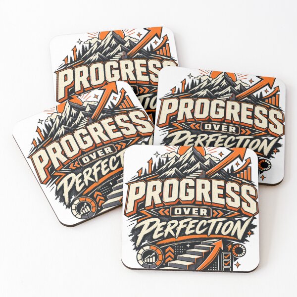 Item preview, Progress Over Perfection - Retro Motivational Mountain Graphic designed and sold by ZayCreates.