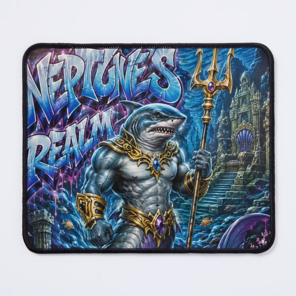 Item preview, Shark Merman – Neptune’s Ocean Guardian | 90s Airbrush Fantasy designed and sold by Kilian Luc.