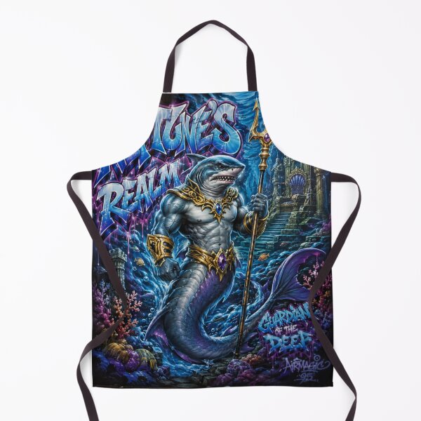 Item preview, Shark Merman – Neptune’s Ocean Guardian | 90s Airbrush Fantasy designed and sold by Kilian Luc.