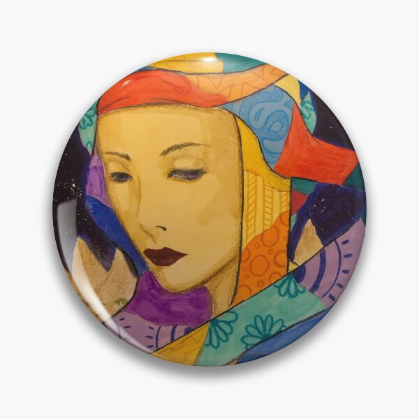 Item preview, Portrait Woman Painting Mixed Media Fabric Patterns Watercolor Acrylic designed and sold by CristianJArt.