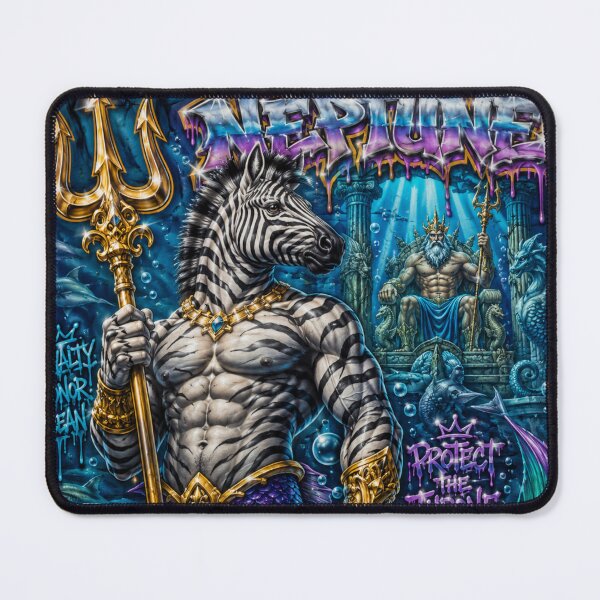 Item preview, Zebra Merman – Neptune’s Ocean Guardian | 90s Airbrush Fantasy designed and sold by Kilian Luc.