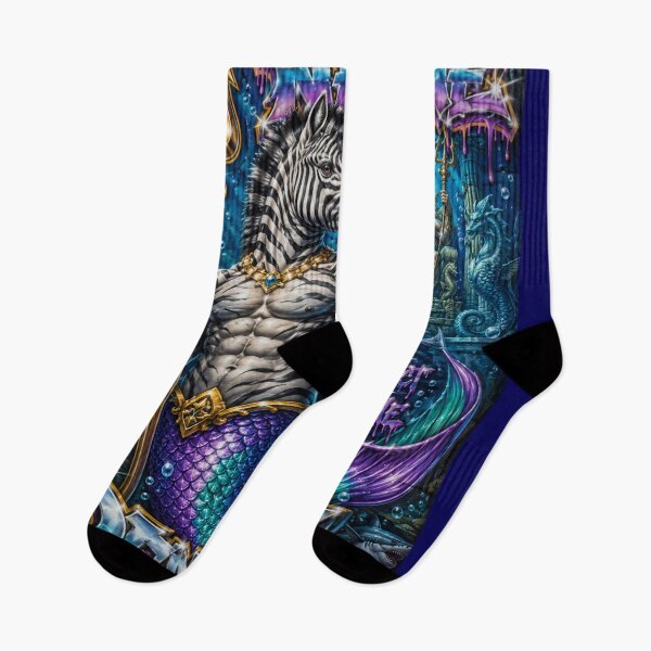 Item preview, Zebra Merman – Neptune’s Ocean Guardian | 90s Airbrush Fantasy designed and sold by Kilian  Luc.