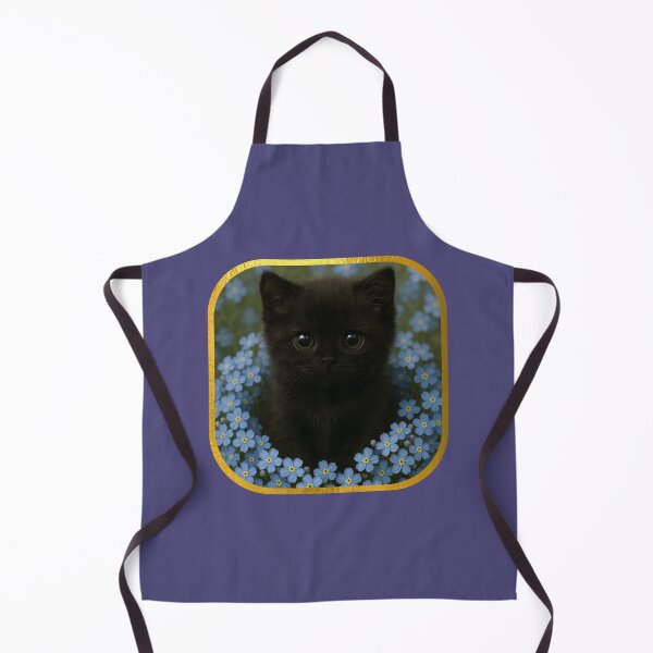 Item preview, Black kitten and forget-me-nots. designed and sold by moths-minor.