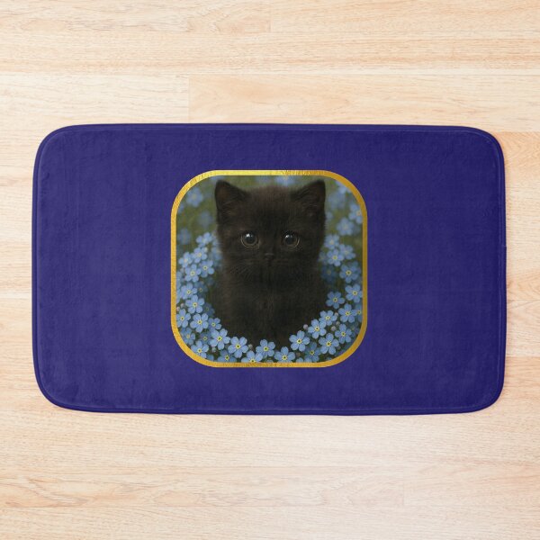 Item preview, Black kitten and forget-me-nots. designed and sold by moths-minor.