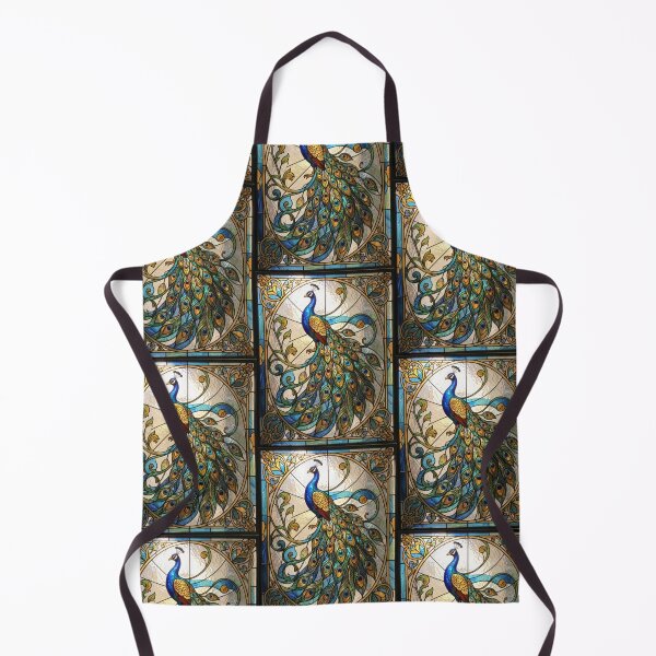 Item preview, Peacock Stained Glass Art Nouveau Window designed and sold by pinkal.