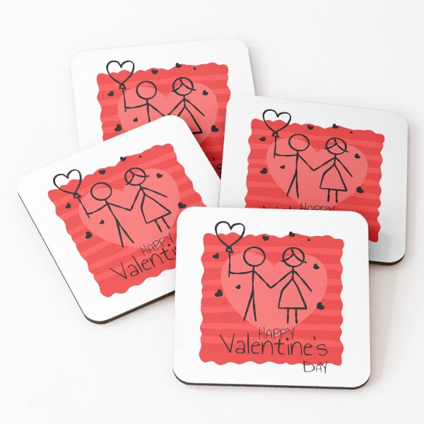 Item preview, Cute Stick Figure Couple Happy Valentines Day Red Pattern designed and sold by chaaval.