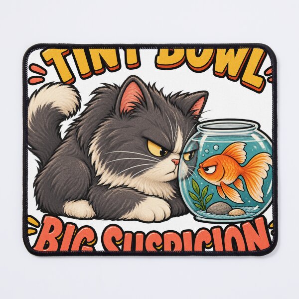 Item preview, suspicious cat and goldfish designed and sold by alexrow.