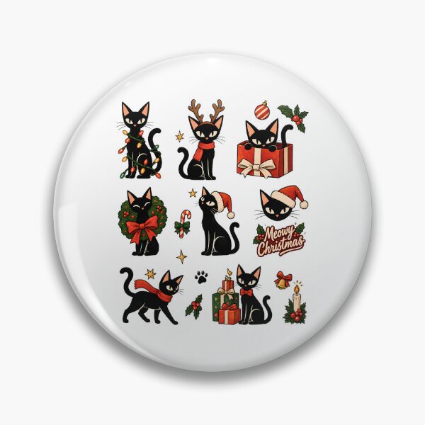 Item preview, Meowy Christmas Cute Black Cat Cozy Sticker Sheet Holiday Pack  designed and sold by Artycom.