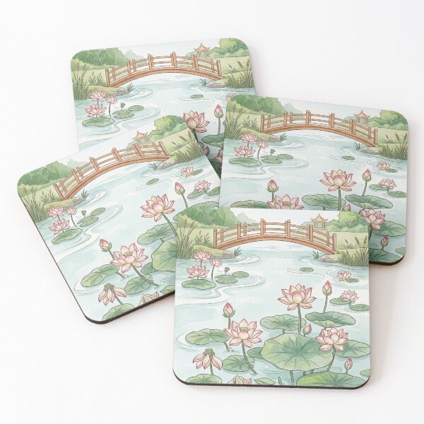 Item preview, Lotus Pond Illustration designed and sold by Dreamic.Art.
