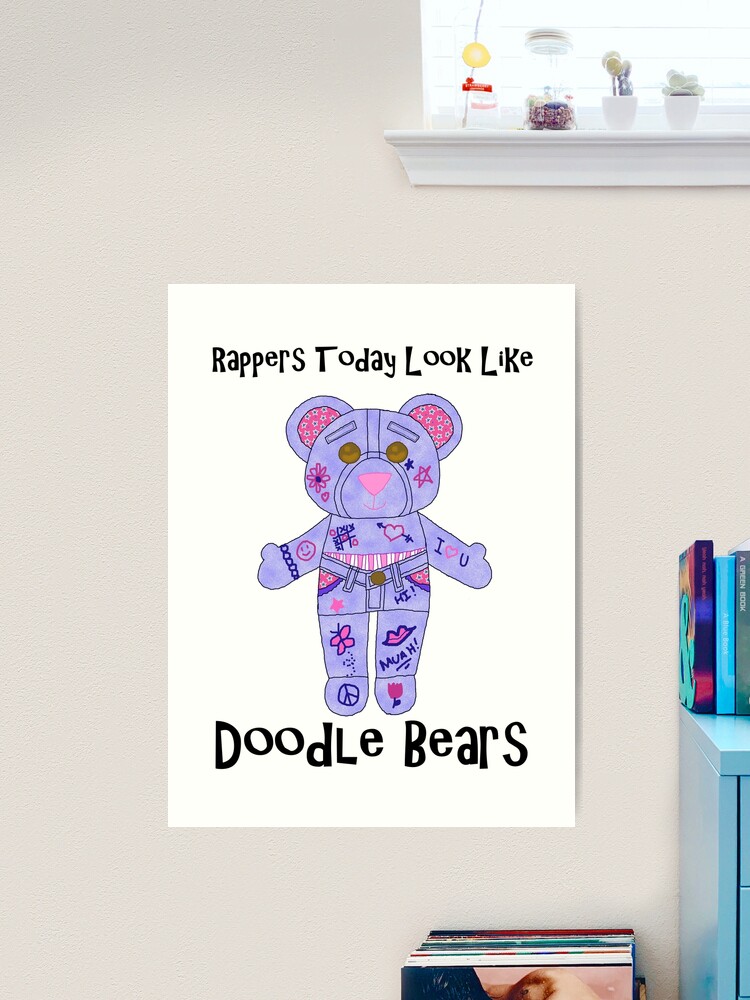 Rappers today look like doodle bears Sticker for Sale by TashaAkaTachi