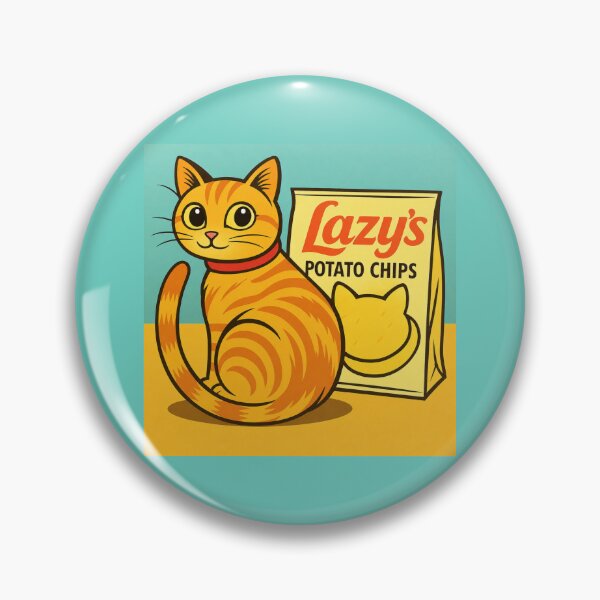 Item preview, Lazy's Potato Chips Funny Orange Tabby Cat Cartoon Pun designed and sold by SammyMorry.