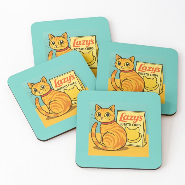 Item preview, Lazy's Potato Chips Funny Orange Tabby Cat Cartoon Pun designed and sold by SammyMorry.