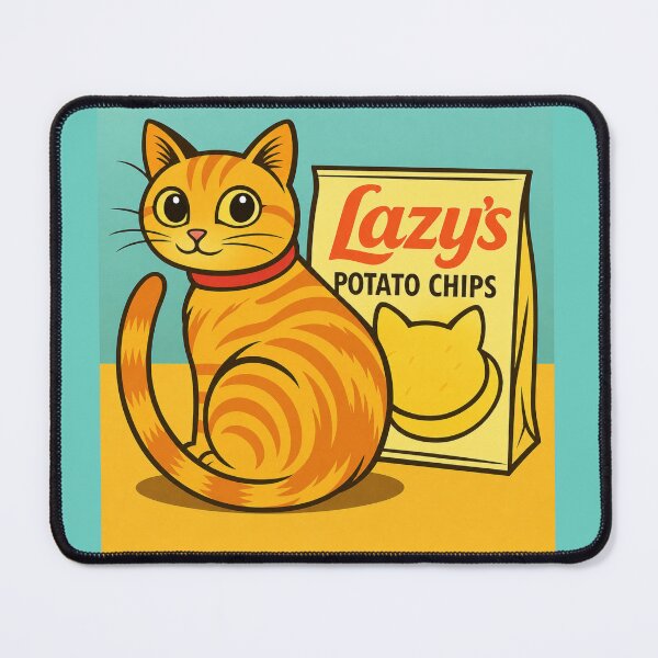 Item preview, Lazy's Potato Chips Funny Orange Tabby Cat Cartoon Pun designed and sold by SammyMorry.