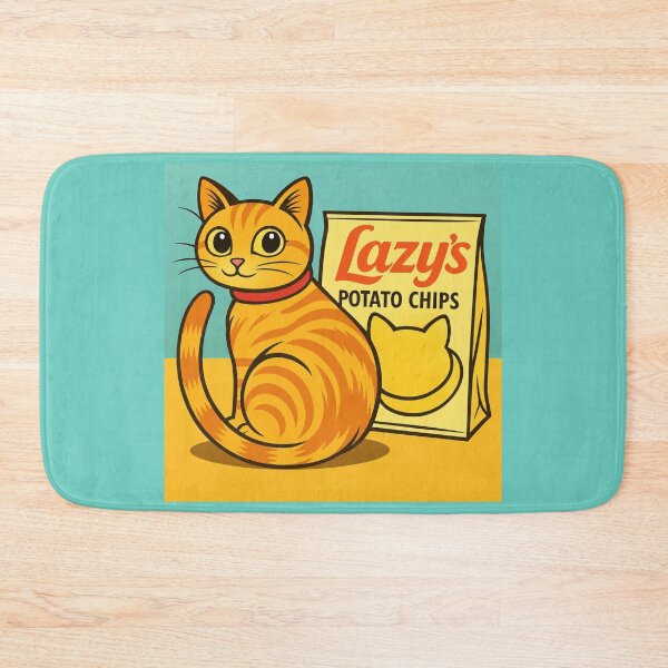 Item preview, Lazy's Potato Chips Funny Orange Tabby Cat Cartoon Pun designed and sold by SammyMorry.