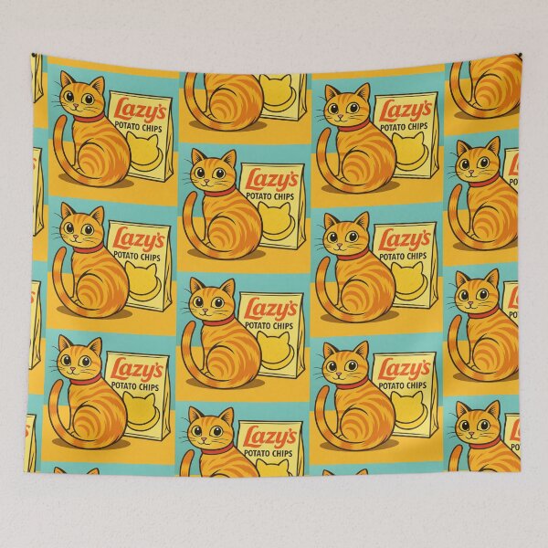 Item preview, Lazy's Potato Chips Funny Orange Tabby Cat Cartoon Pun designed and sold by SammyMorry.
