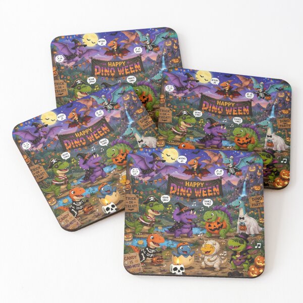 Item preview, The Illustration of Cute Dinosaurs Celebrating in Halloween Night designed and sold by Pim-Crystal.