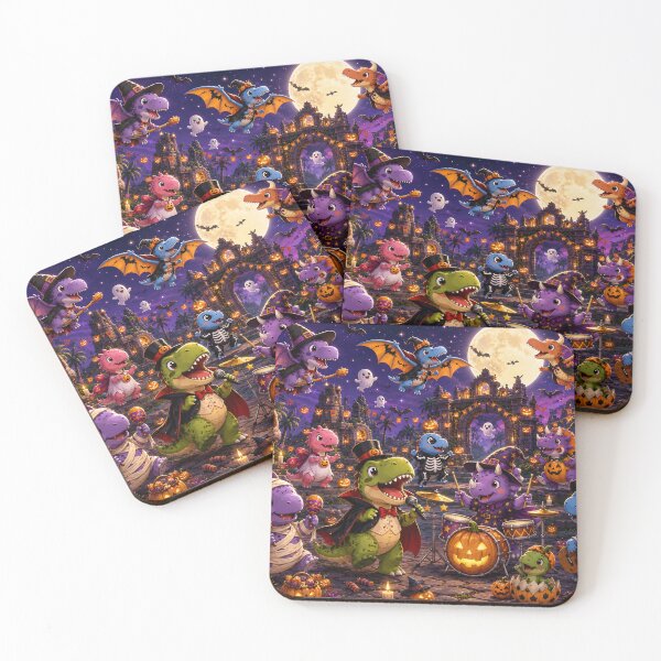 Item preview, Cute Dinosaurs Celebrating in Halloween Night designed and sold by Pim-Crystal.