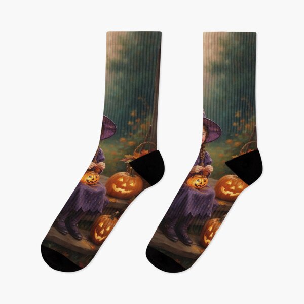 Item preview, Halloween masked girl sitting among pumpkins designed and sold by Mariyana-Design.