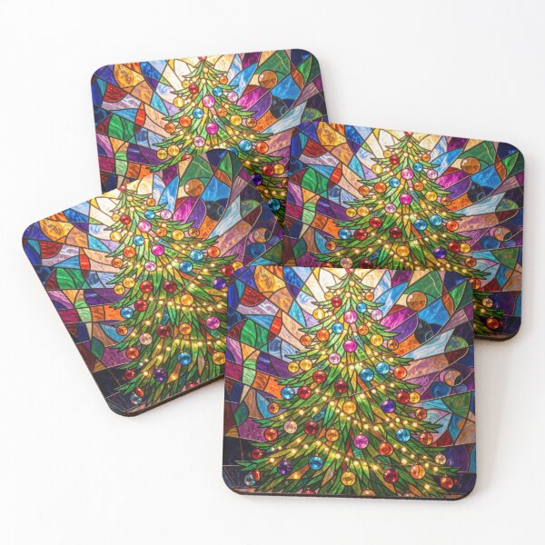 Item preview, Christmas Tree Stained Glass Holiday Mosaic designed and sold by pinkal.