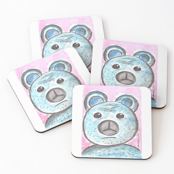 Item preview, Blue Teddy Bear with Reservations, Charcoal & Watercolour designed and sold by Anke‘s Bazaar.