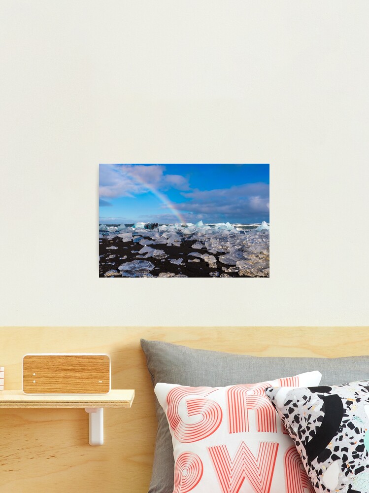 Thumbnail 1 of 3, Photographic Print, Rainbow On Diamond Beach Iceland designed and sold by AdrianAlford.