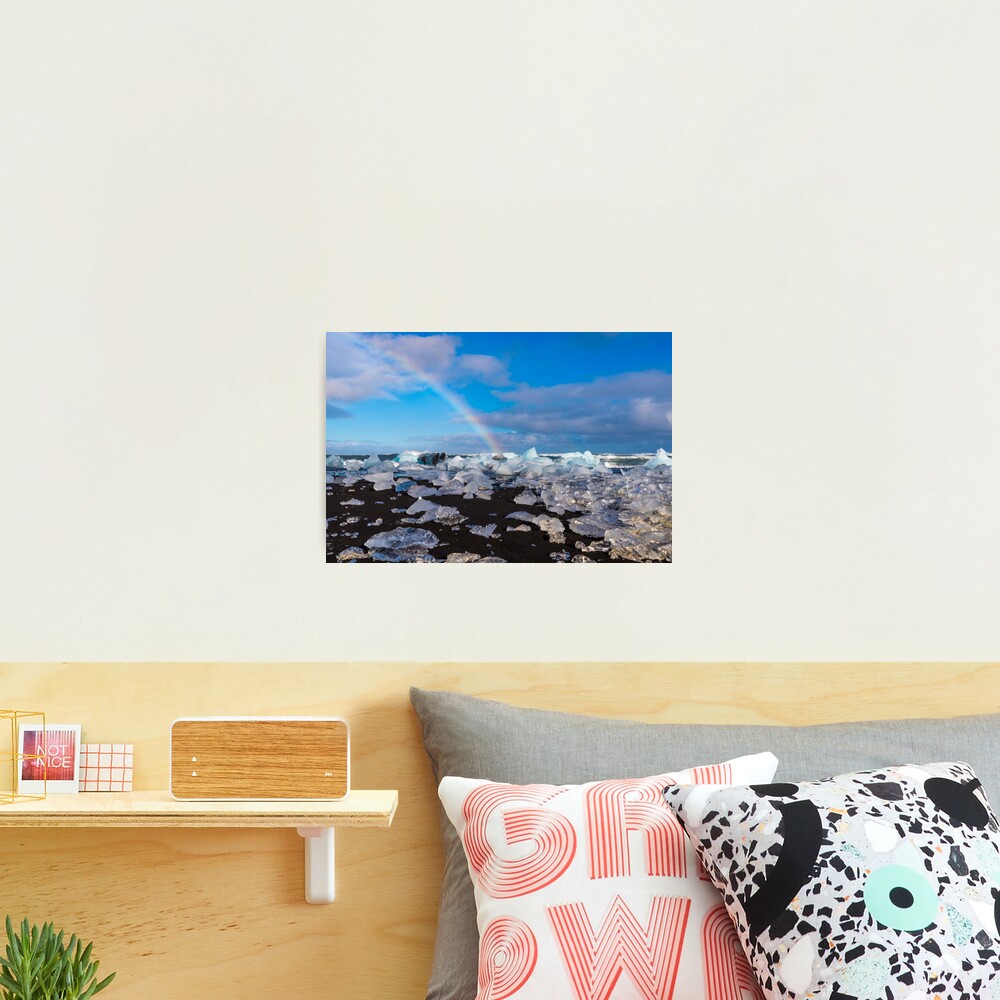 Rainbow On Diamond Beach Iceland Photographic Print