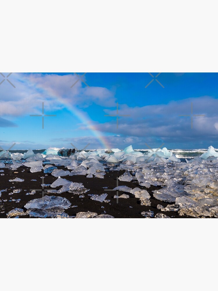 Thumbnail 3 of 3, Photographic Print, Rainbow On Diamond Beach Iceland designed and sold by AdrianAlford.