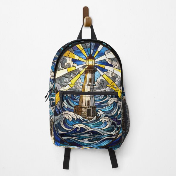 Item preview, Lighthouse Stained Glass Ocean Beacon Window designed and sold by pinkal.