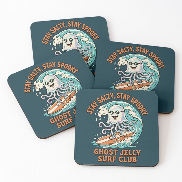 Item preview, "Stay Salty, Stay Spooky. Ghost Jelly Surf Club" Jellyfish Surfer Halloween designed and sold by Sea Gem.