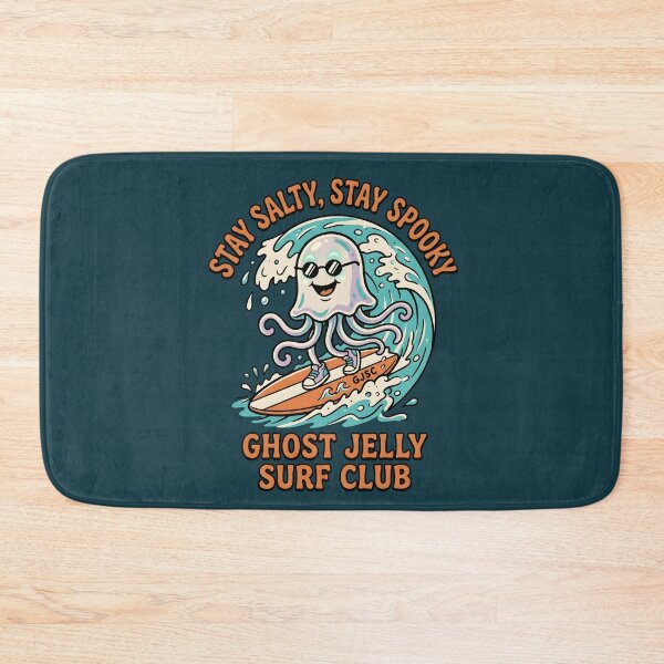 Item preview, "Stay Salty, Stay Spooky. Ghost Jelly Surf Club" Jellyfish Surfer Halloween designed and sold by Sea Gem.