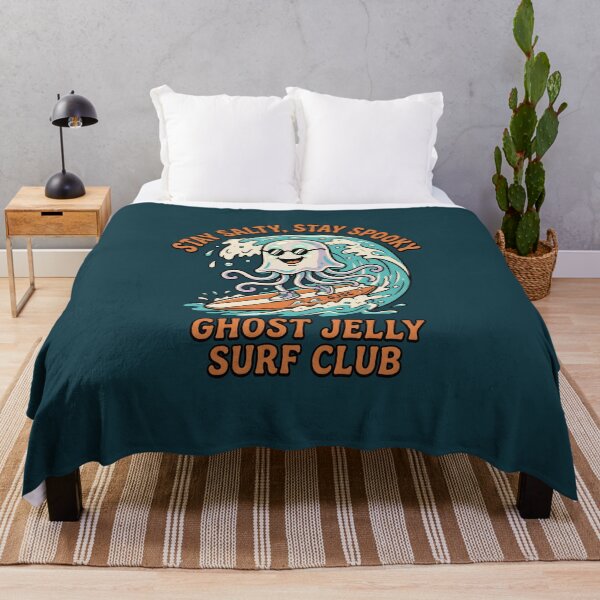 Item preview, "Stay Salty, Stay Spooky. Ghost Jelly Surf Club" Jellyfish Surfer Halloween designed and sold by Sea Gem.