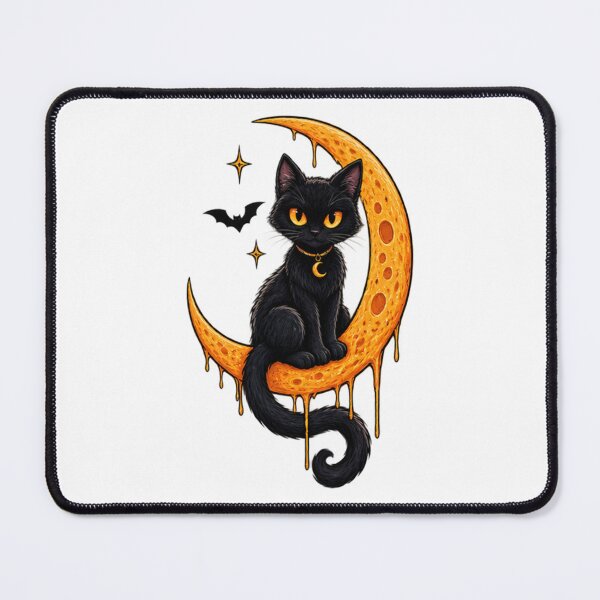 Item preview, Black Cat on Crescent Moon Spooky Halloween Gothic Cat designed and sold by Kladhadredo.
