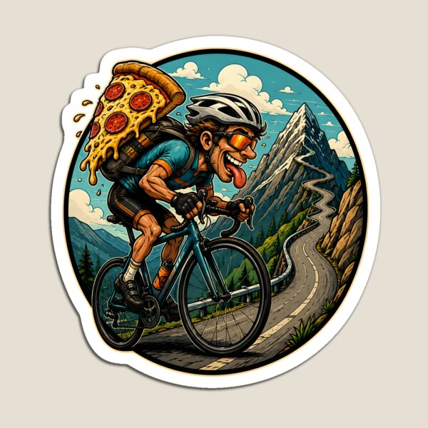 Item preview, Funny Cycling Pizza Lover Mountain Road Biking Adventure Design designed and sold by Tbenghali.