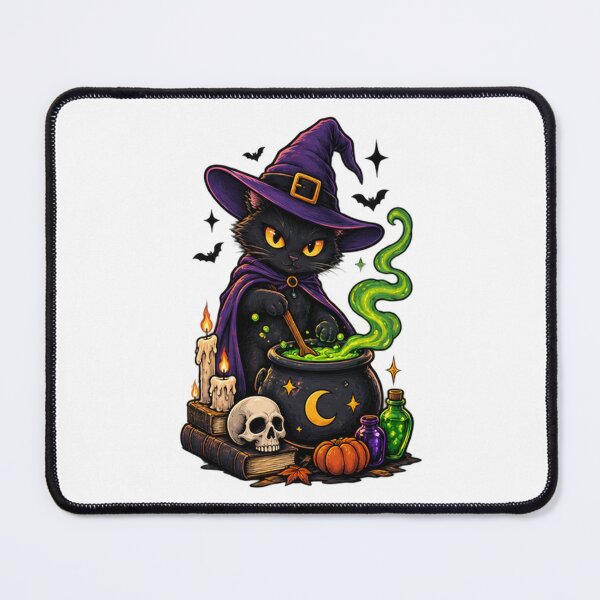 Item preview, Black Witch Cat Brewing Magic Potion Cute Halloween Witch designed and sold by Kladhadredo.