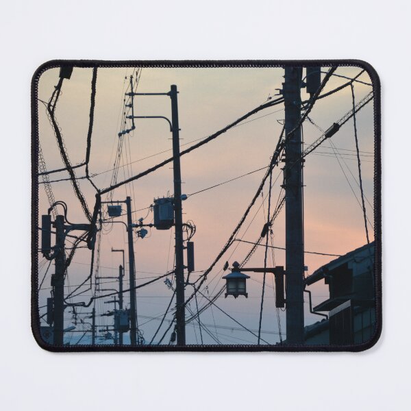 Item preview, Silhouette of Japanese Utility Poles Against Soft Sunset designed and sold by MiraNadaPrints.