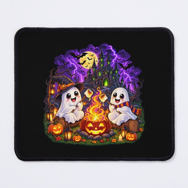 Item preview, Ghostly Campfire Caricature – Cute Halloween Marshmallow Friends designed and sold by RDcollections.