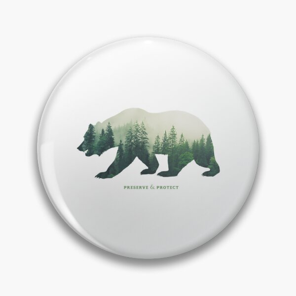 Item preview, Preserve  Protect Nature Double Exposure Bear Silhouette Trees Forest Save The Environment Climate Change Wilderness Hiking Camping designed and sold by BurdenArts.