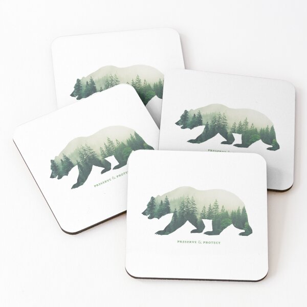 Item preview, Preserve  Protect Nature Double Exposure Bear Silhouette Trees Forest Save The Environment Climate Change Wilderness Hiking Camping designed and sold by BurdenArts.