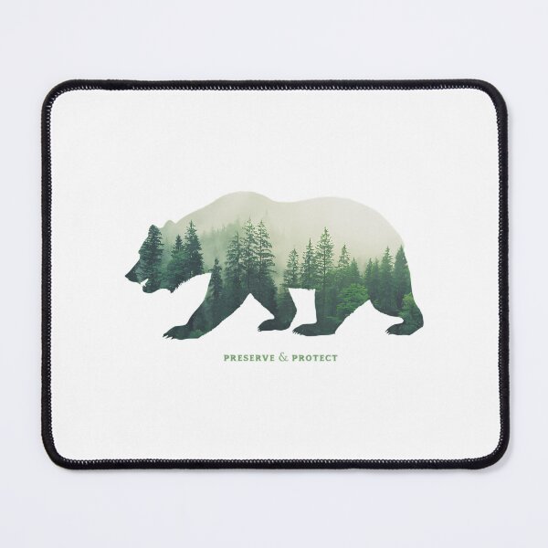 Item preview, Preserve Protect Nature Double Exposure Bear Silhouette Trees Forest Save The Environment Climate Change Wilderness Hiking Camping designed and sold by BurdenArts.