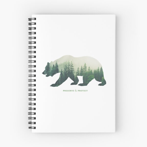 Item preview, Preserve  Protect Nature Double Exposure Bear Silhouette Trees Forest Save The Environment Climate Change Wilderness Hiking Camping designed and sold by BurdenArts.