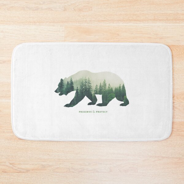 Item preview, Preserve  Protect Nature Double Exposure Bear Silhouette Trees Forest Save The Environment Climate Change Wilderness Hiking Camping designed and sold by BurdenArts.
