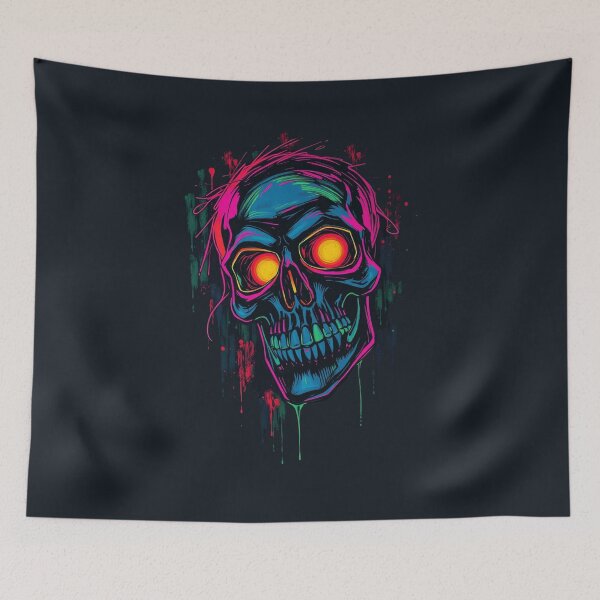 Item preview, Neon Glow Graffiti Skull Drip Synthwave Punk designed and sold by ERODED SELF.