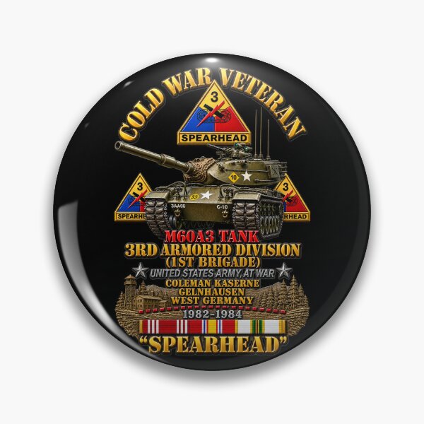Item preview, Army - Cold War Vet -  3rd Armored Division  - Gelnhausen, Germany - M60A3 Tank  - Spearhead w Fire - 3D - Enhanced designed and sold by Military Insignia Products.
