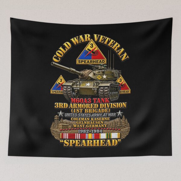 Item preview, Army - Cold War Vet -  3rd Armored Division  - Gelnhausen, Germany - M60A3 Tank  - Spearhead w Fire - 3D - Enhanced designed and sold by Military Insignia Products.