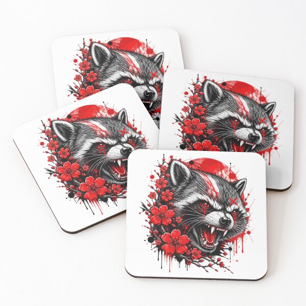 Item preview, Lobo Sakura Carmesí – Arte del Lobo Guerrero Japonés designed and sold by AbderraimArt.