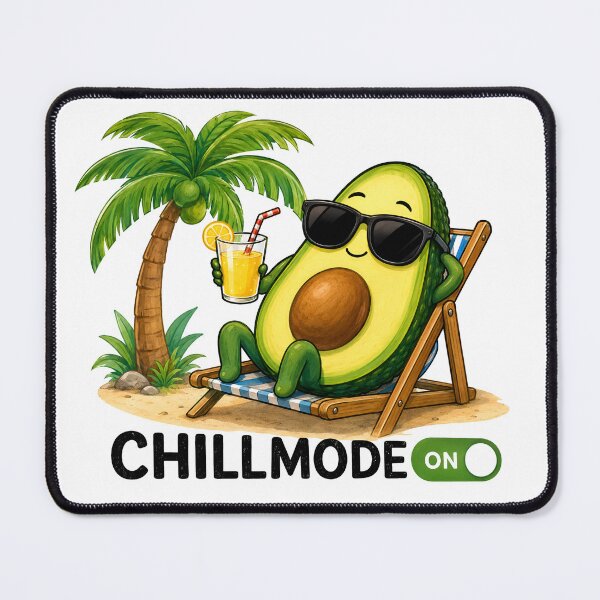 Item preview, Chill Mode ON – Funny Relaxing Avocado Beach T-Shirt Design designed and sold by : CraftyVibes.