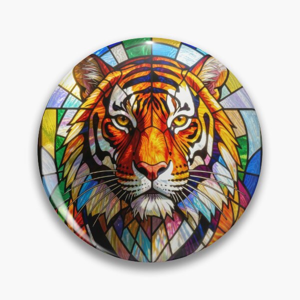 Item preview, Tiger Portrait Stained Glass Vibrant Mosaic designed and sold by pinkal.
